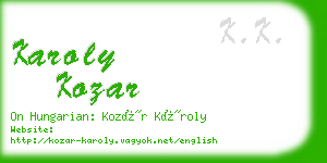 karoly kozar business card